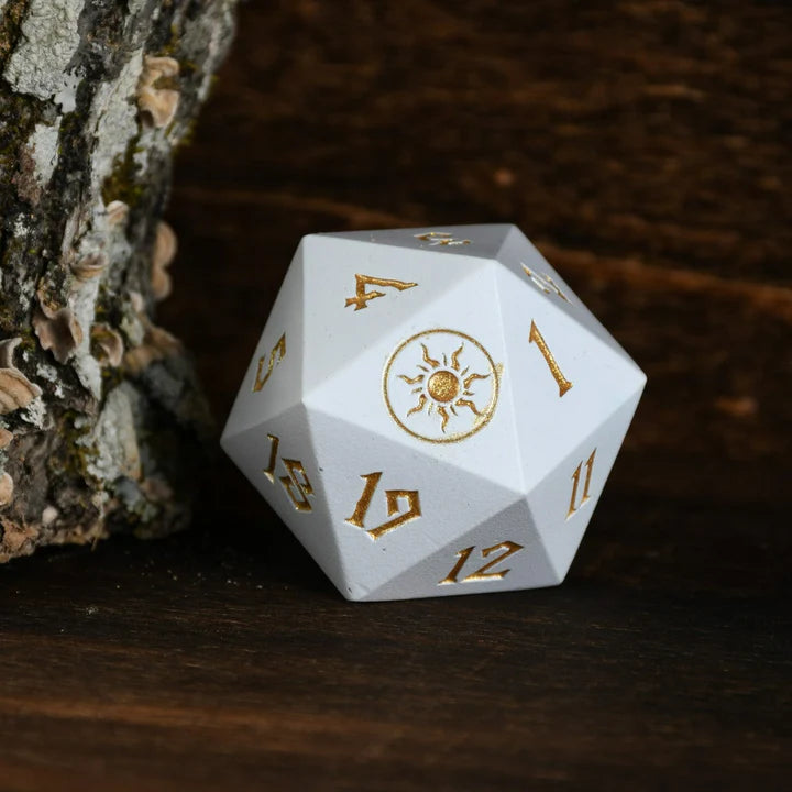 Misty Mountain - Plains Mana: 38mm D20 Spindown Metal
