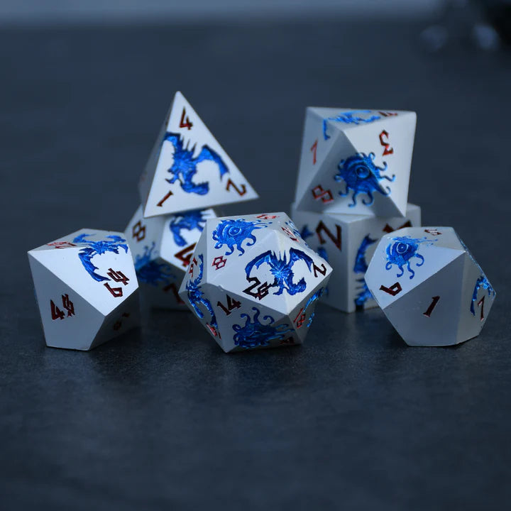 Misty Mountain - Monster Manual Dice: Silver and Blue - 7-set Metal Dice