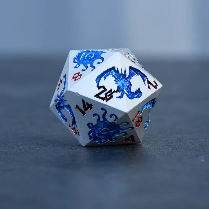 Misty Mountain - Monster Manual Dice: Silver and Blue - 7-set Metal Dice
