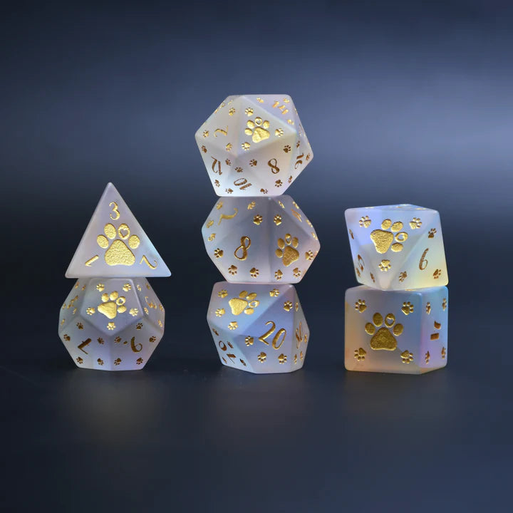 Misty Mountain - Puppy Paws: 7-set Frosted Prism Glass Dice
