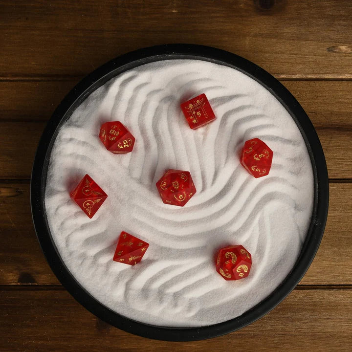 Misty Mountain - Japanese Frosted Red: Dice Around the World Collection - 7-set Glass Dice