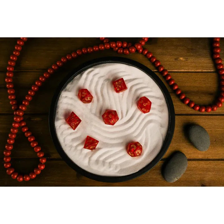 Misty Mountain - Japanese Frosted Red: Dice Around the World Collection - 7-set Glass Dice