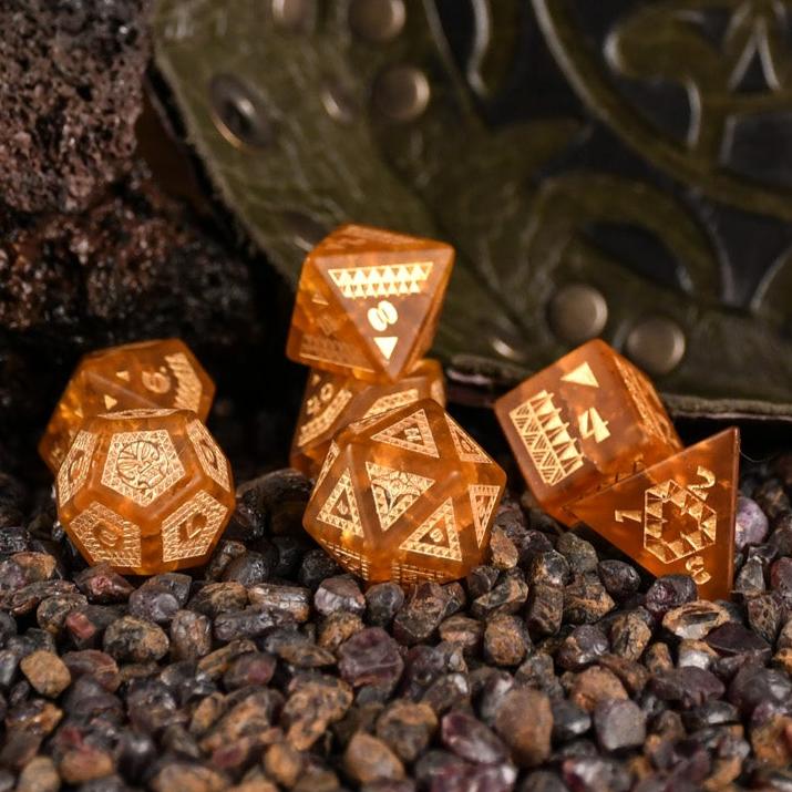 Misty Mountain - Polynesian Lava: Dice Around the World Collection - 7-set Glass Dice