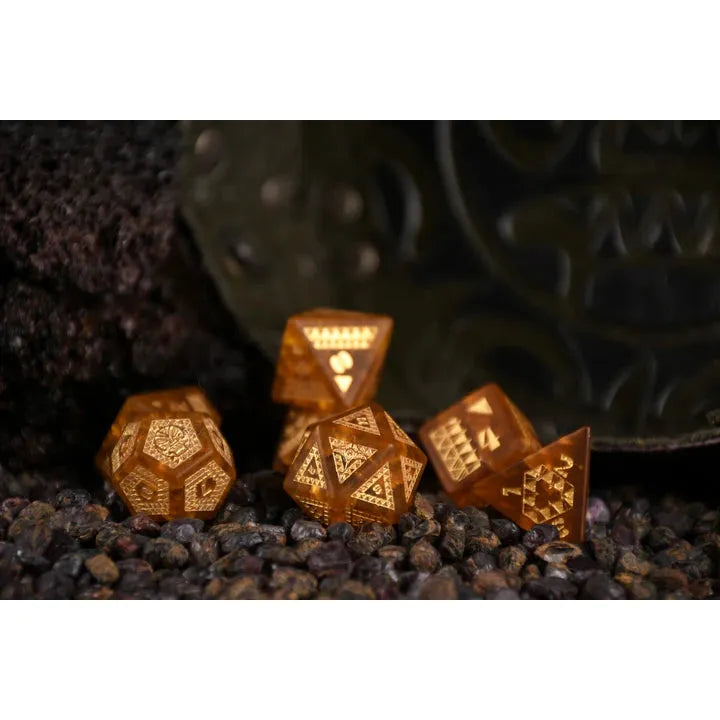 Misty Mountain - Polynesian Lava: Dice Around the World Collection - 7-set Glass Dice