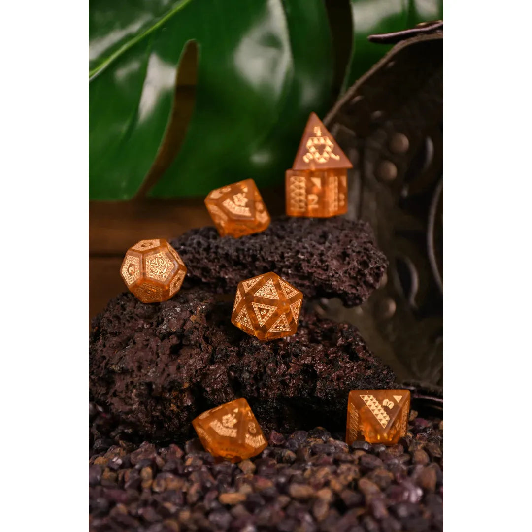 Misty Mountain - Polynesian Lava: Dice Around the World Collection - 7-set Glass Dice