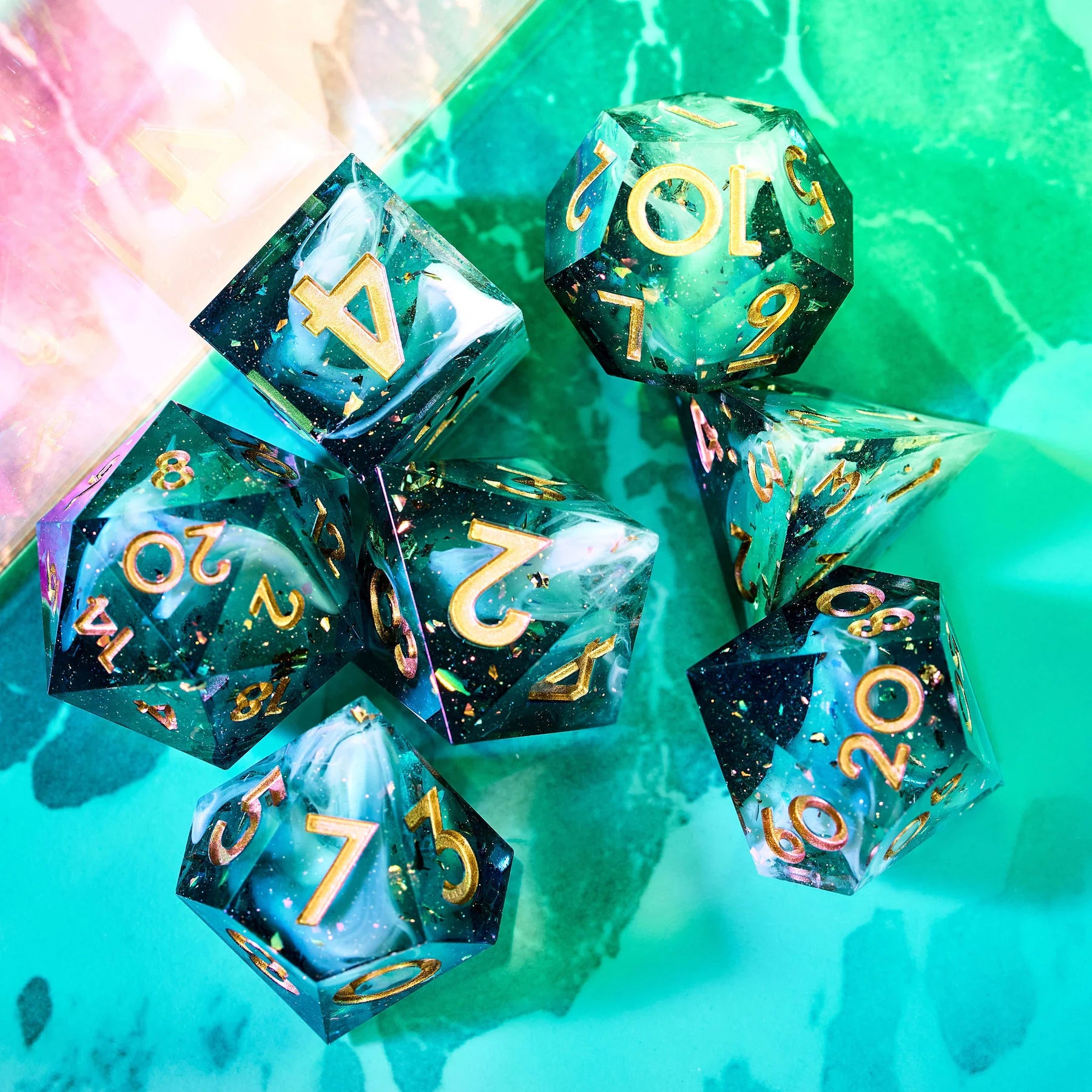 Seafoam 7-Piece Polyhedral Dice Set