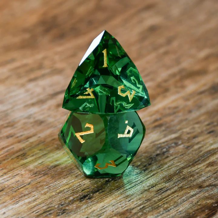Misty Mountain - Emerald - 7-set Multifaceted Glass Dice