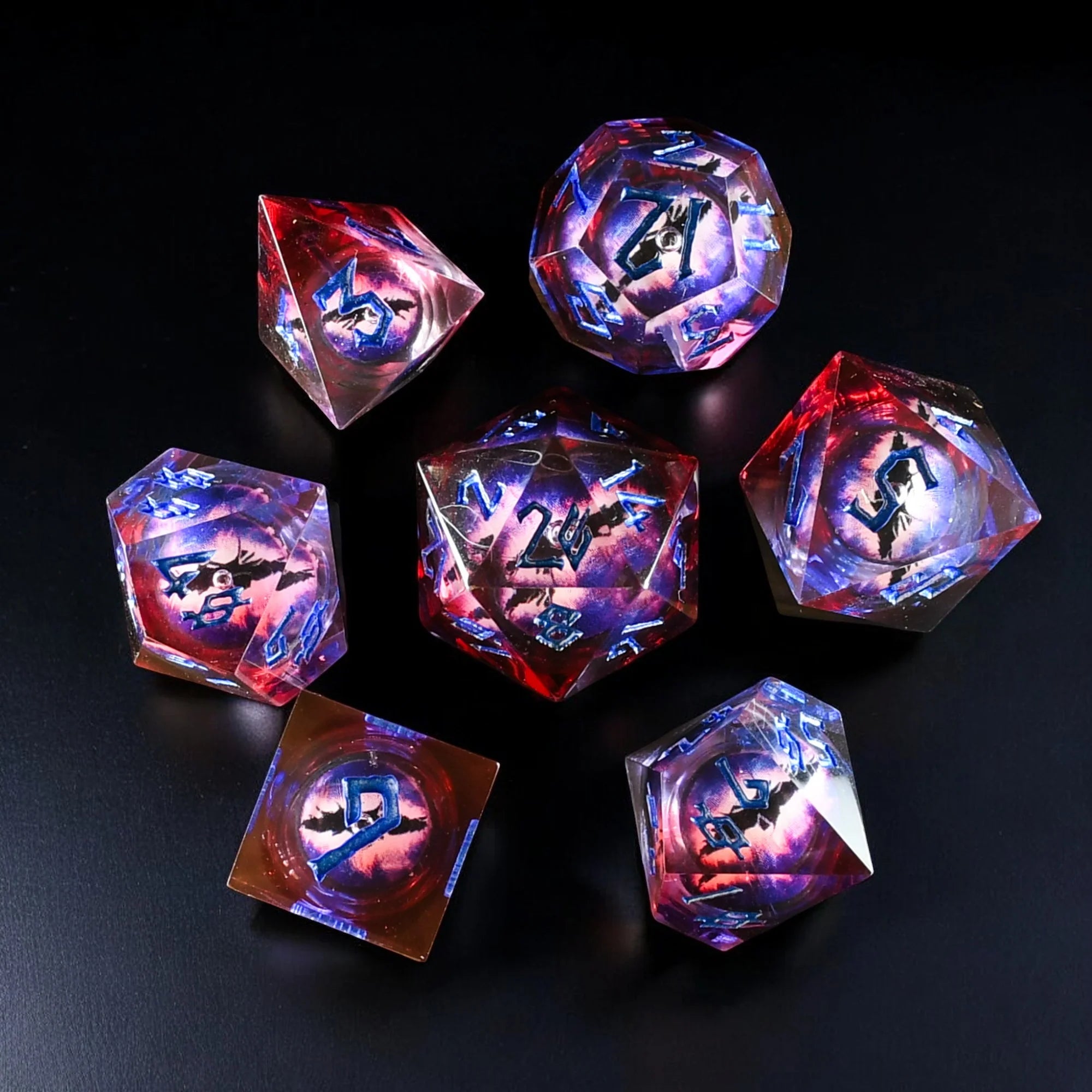 Enchanted Dragon - Red - Liquid Core Dice (Set of 7)