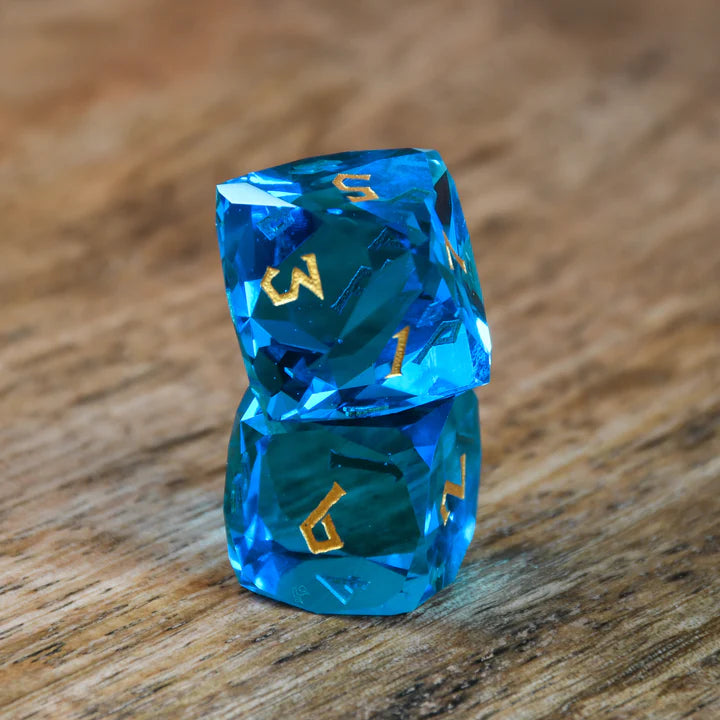 Misty Mountain - Aquamarine - 7-set Multifaceted Glass Dice