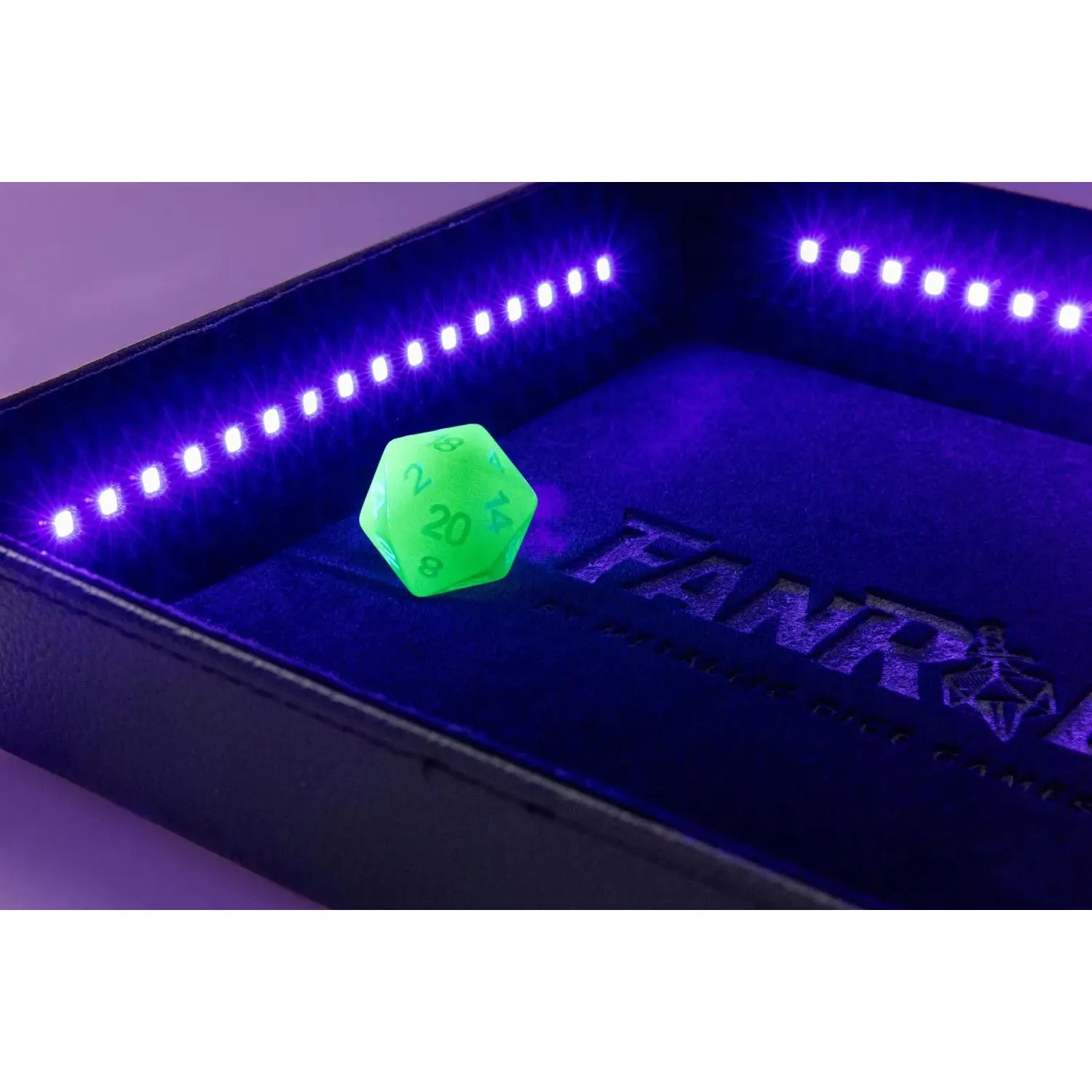 FanRoll Dice Trays - Blacklight with d20: Black