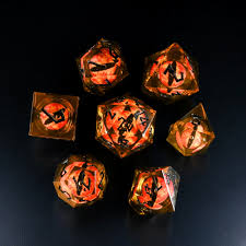 Flaming Eye - Liquid Core Dice (Set of 7)