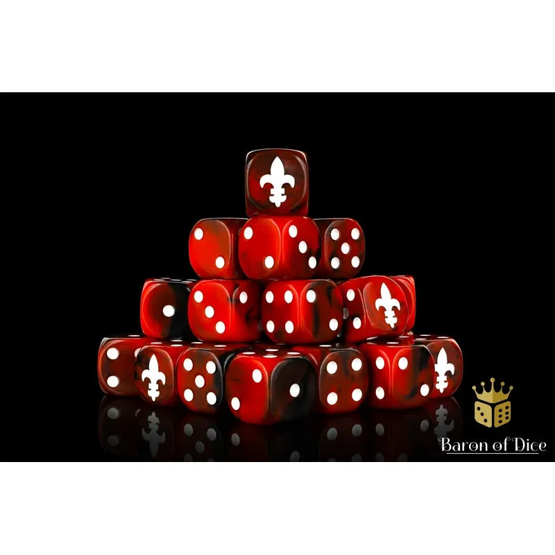 Baron of Dice: Fleur De Lis Red Round Wargaming D6 Set 25c