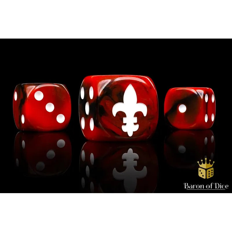 Baron of Dice: Fleur De Lis Red Round Wargaming D6 Set 25c