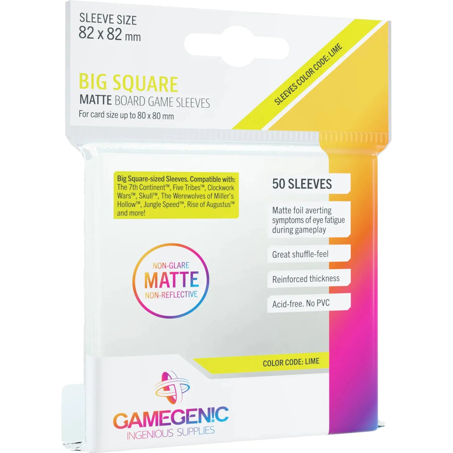 Gamegenic: Big Square 50ct Matte Sleeves 82 X 82mm