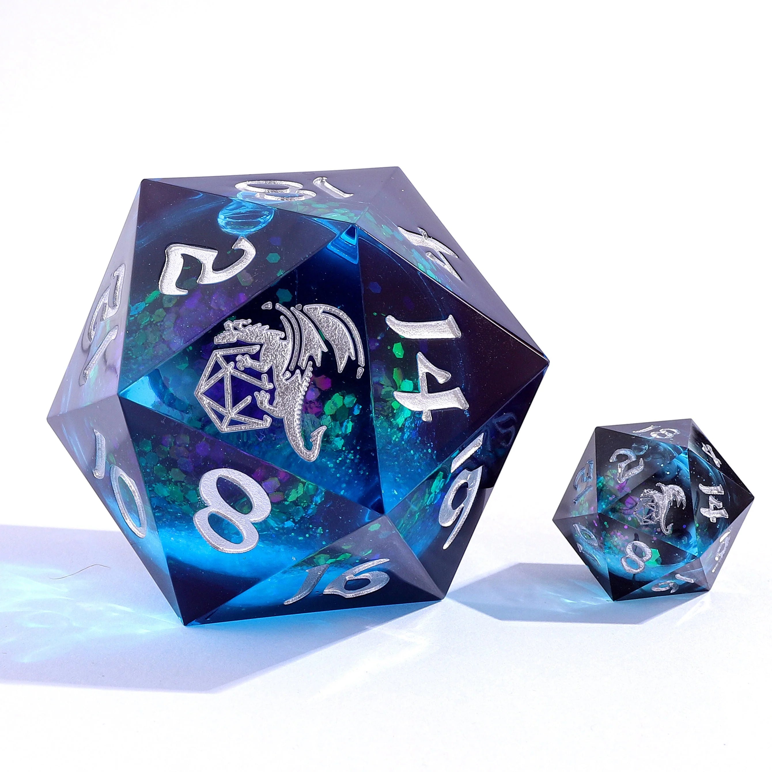 Captured Magic Sharp Edge Liquid Core Resin D20 55mm - Twilight Azure