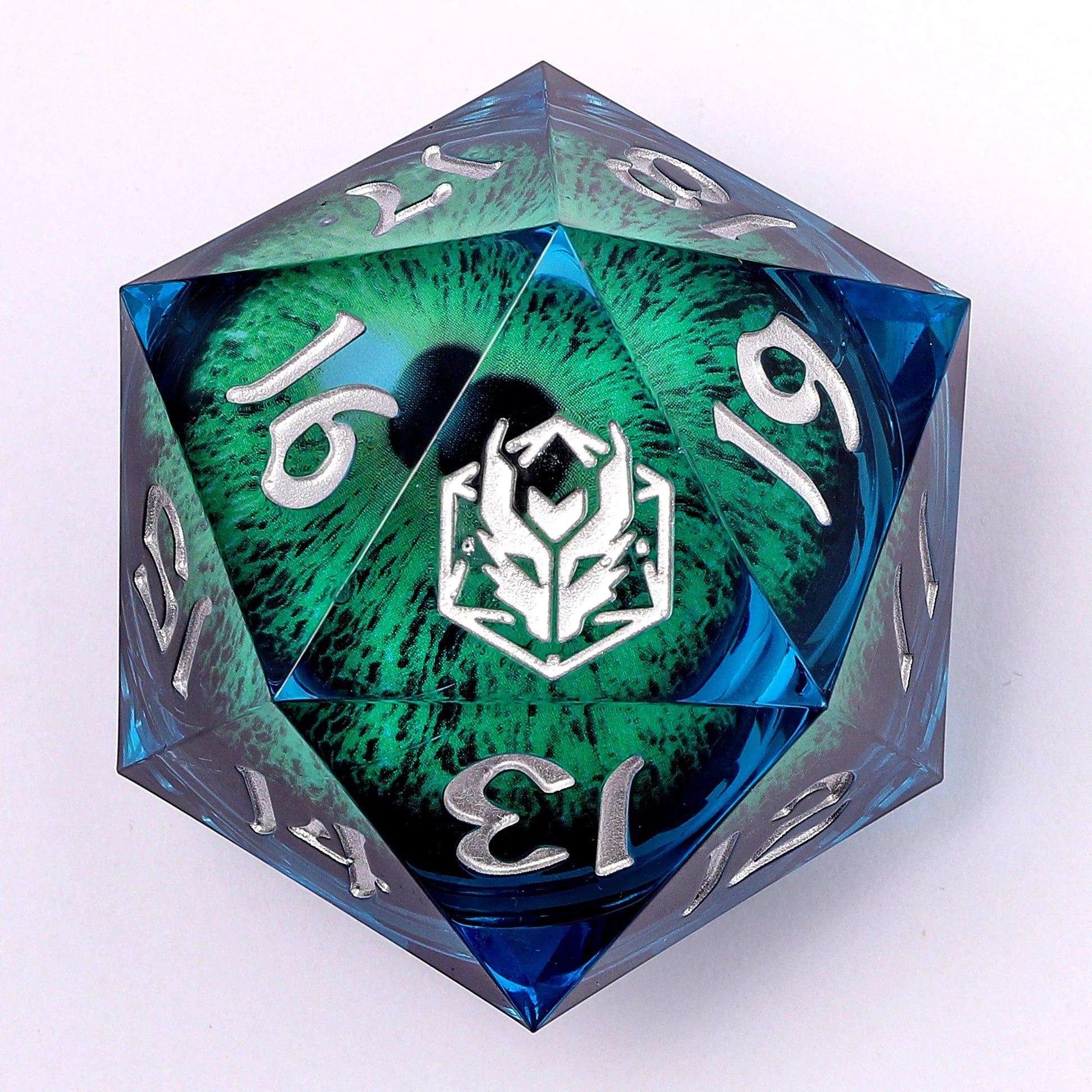Captured Magic Sharp Edge Liquid Core LED Resin D20 55mm - Titan's Eye