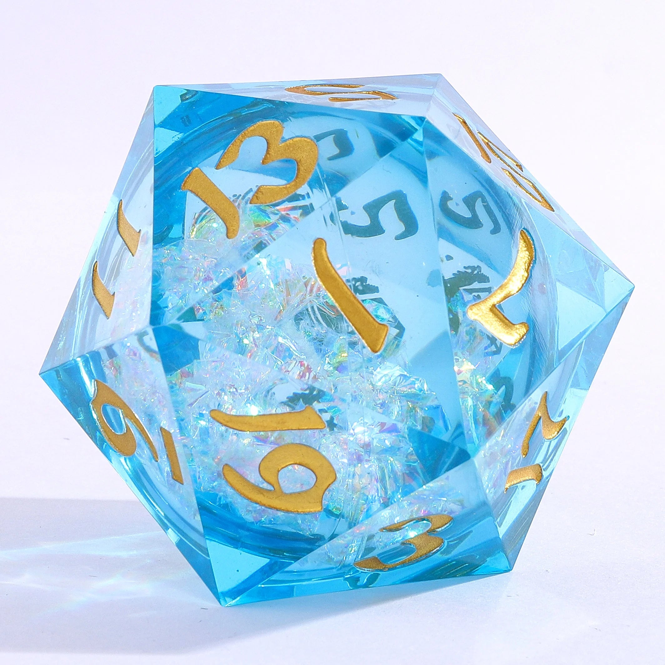 Captured Magic Sharp Edge Liquid Core Resin D20 55mm - Astral Flux Blue