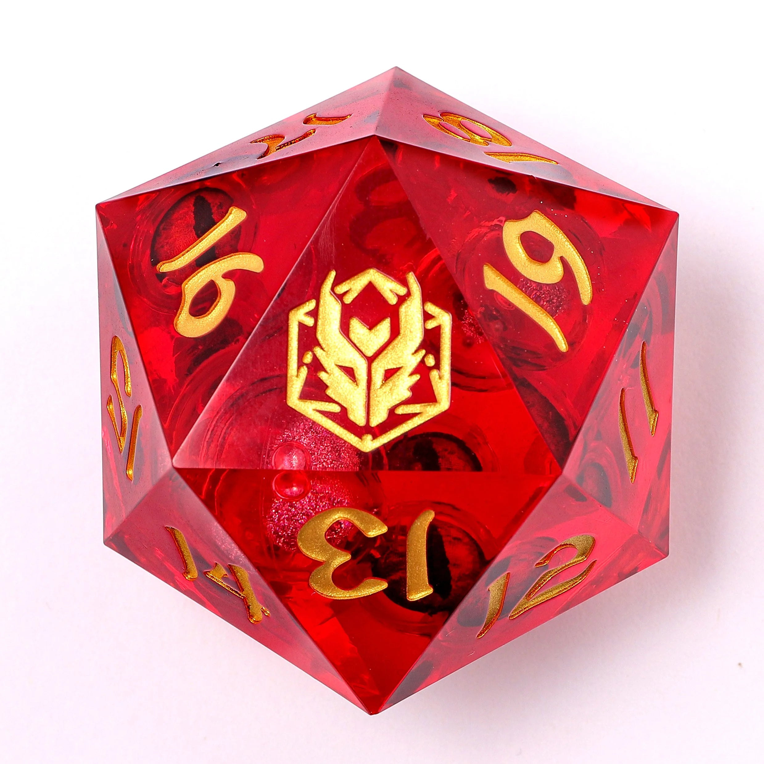 Captured Magic Sharp Edge Liquid Core Resin D20 55mm - Burning Gaze