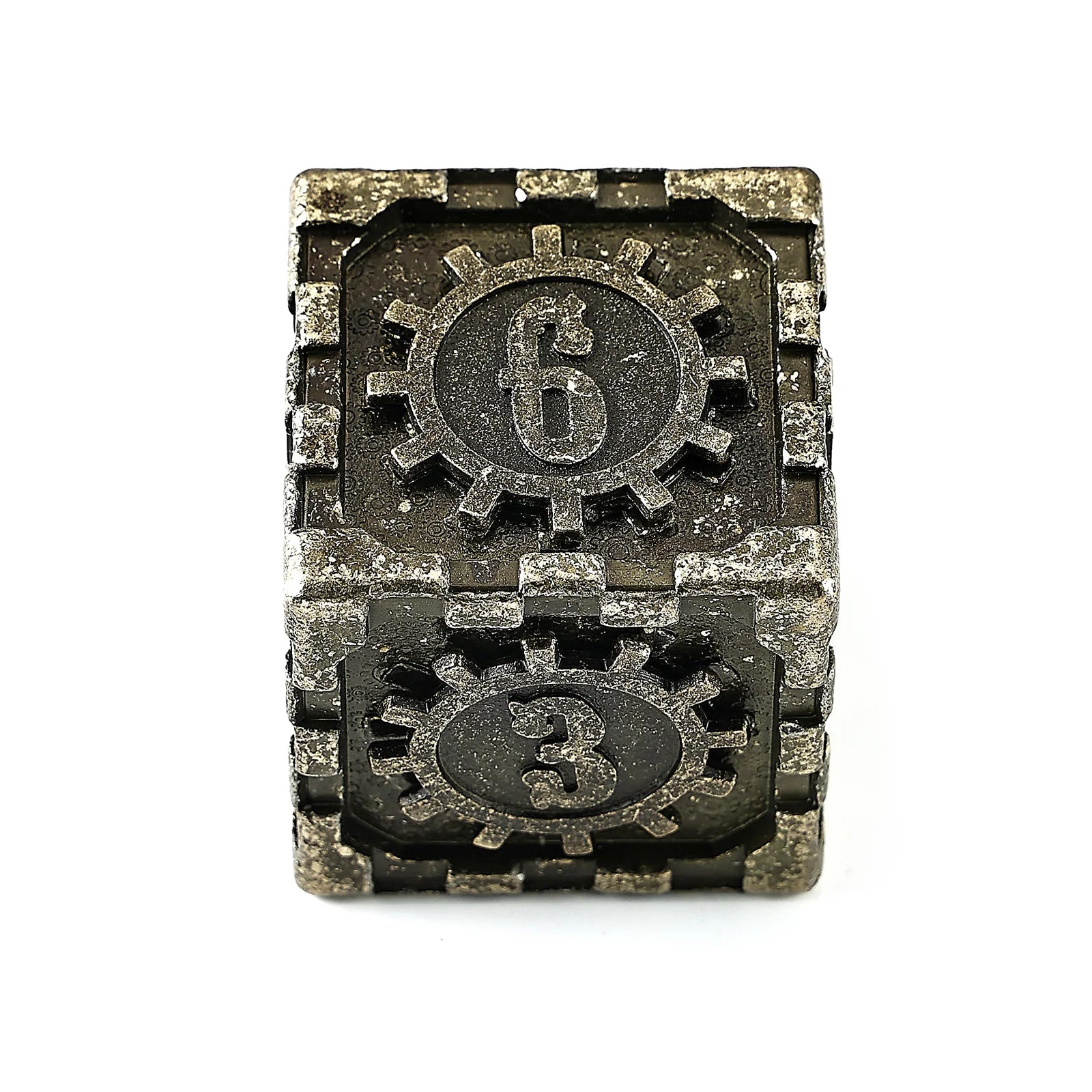 Mythic Size Cogcraft Fidget D6 35mm - Chronoengine (Tarnished Gold)