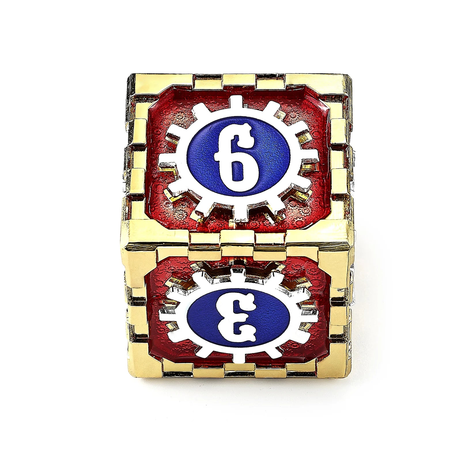Mythic Size Cogcraft Fidget D6 35mm - Casino (Red/Blue/Silver/Gold)