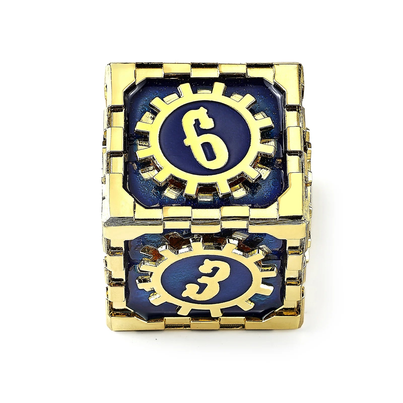 Mythic Size Cogcraft Fidget D6 35mm - Dweller (Blue/Gold)