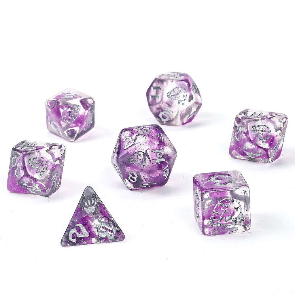 Wyrmforged Rollers: Opossum Rounded Edge 7 Piece Polyhedral Dice Set