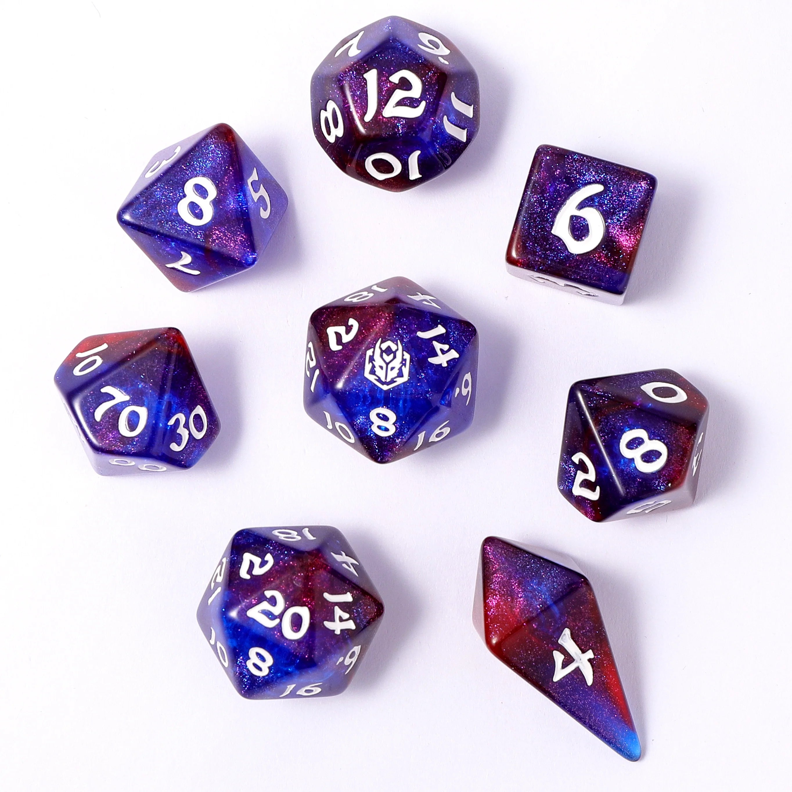 Wyrmforged Rollers: Arcane Nexus Rounded Edge 8 Piece Polyhedral Dice Set