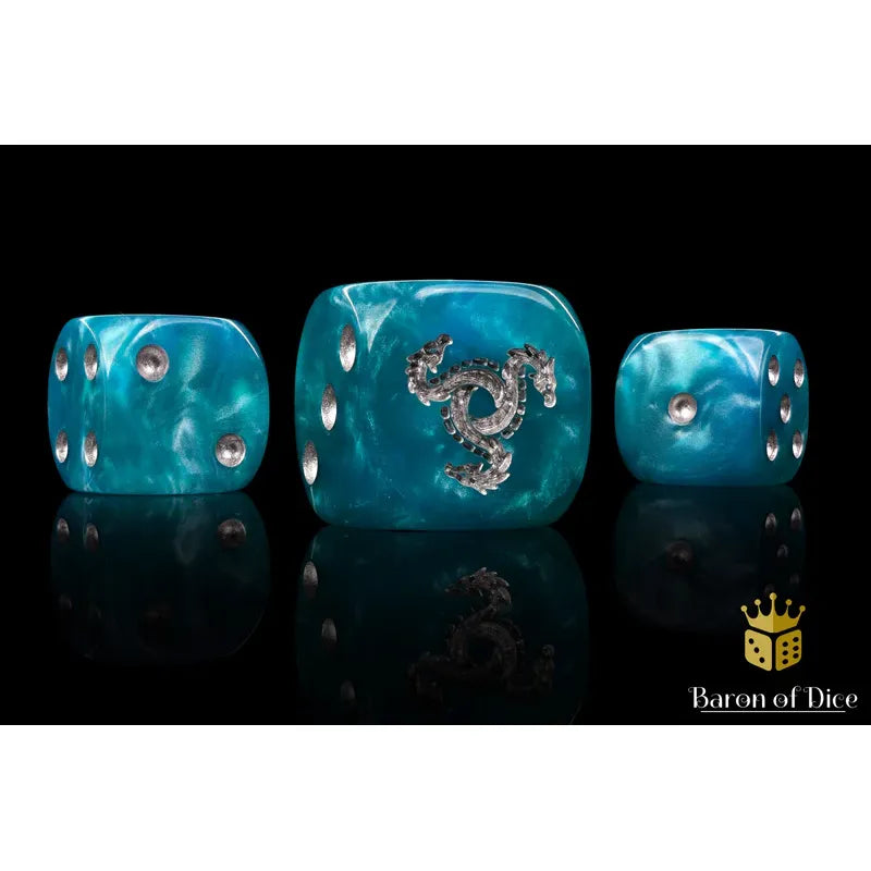 Baron of Dice: Hydra Serpent Blue Round Wargaming D6 Set 25ct