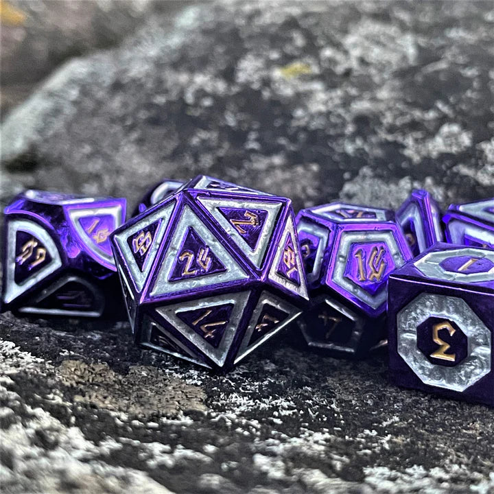 Misty Mountain - Cleric's Domain: Purple And Silver - 7-set Metal Dice