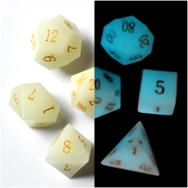 Night Luminescent Gem Stone Dice Set