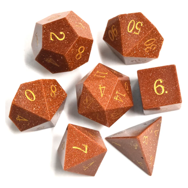GoldStone Gem Stone Dice Set