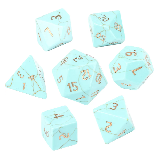 Green Torquoise Gem Stone Dice Set