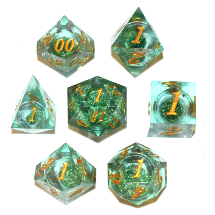 Quicksand Green Liquid Core Dice Set