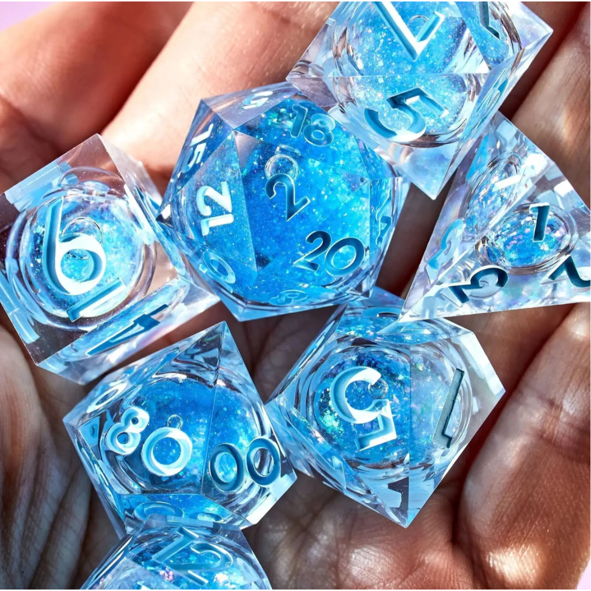 Moonwater 7-Piece Liquid Core Dice Set
