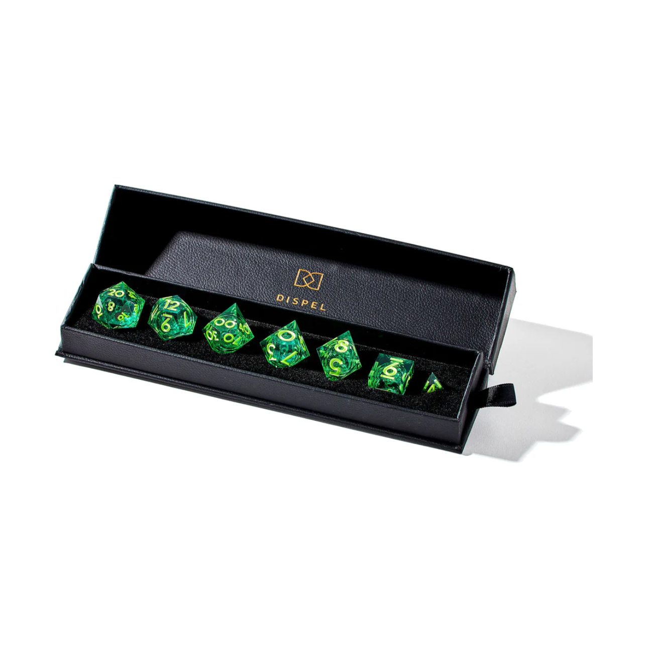Green Gamer Juice 7-Piece Liquid Core Dice Set