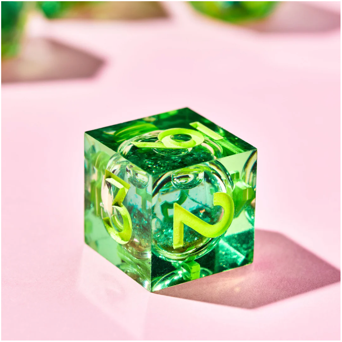 Green Gamer Juice 7-Piece Liquid Core Dice Set