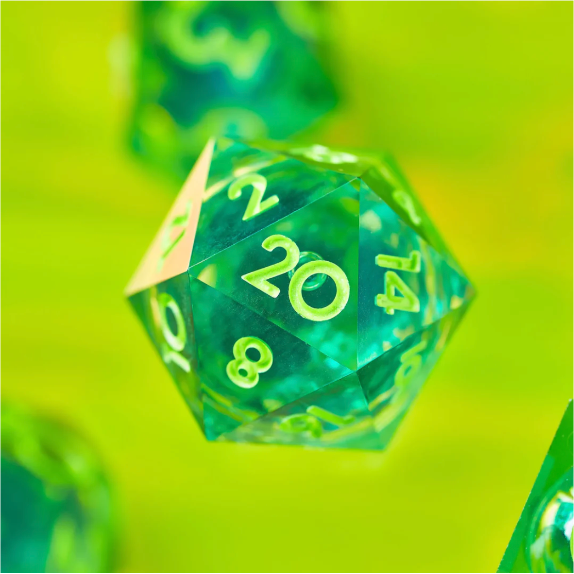 Green Gamer Juice 7-Piece Liquid Core Dice Set