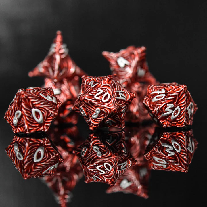 Vortex Warp - Red - Metal Dice (Set of 7)