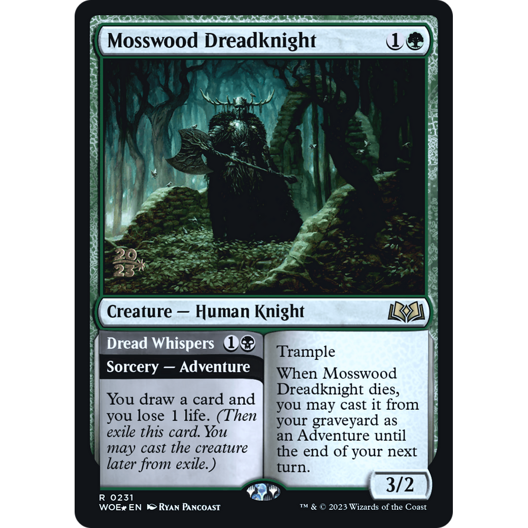 Mosswood Dreadknight // Dread Whispers (PRE-231S) - Wilds of Eldraine Promos Foil