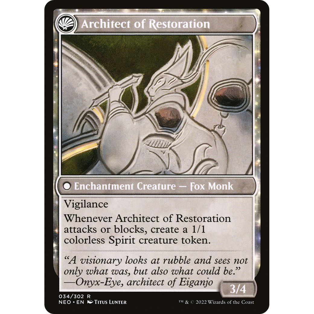 The Restoration of Eiganjo // Architect of Restoration (NEO-034) - Kamigawa: Neon Dynasty: (fandfc, enchantment) Foil