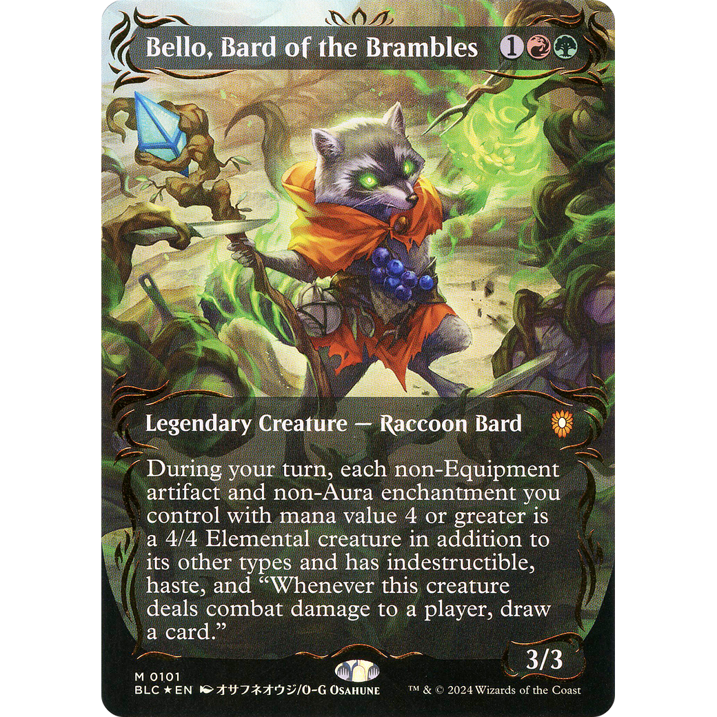 Bello, Bard of the Brambles (BLC-101) - Bloomburrow Commander (Borderless) Foil