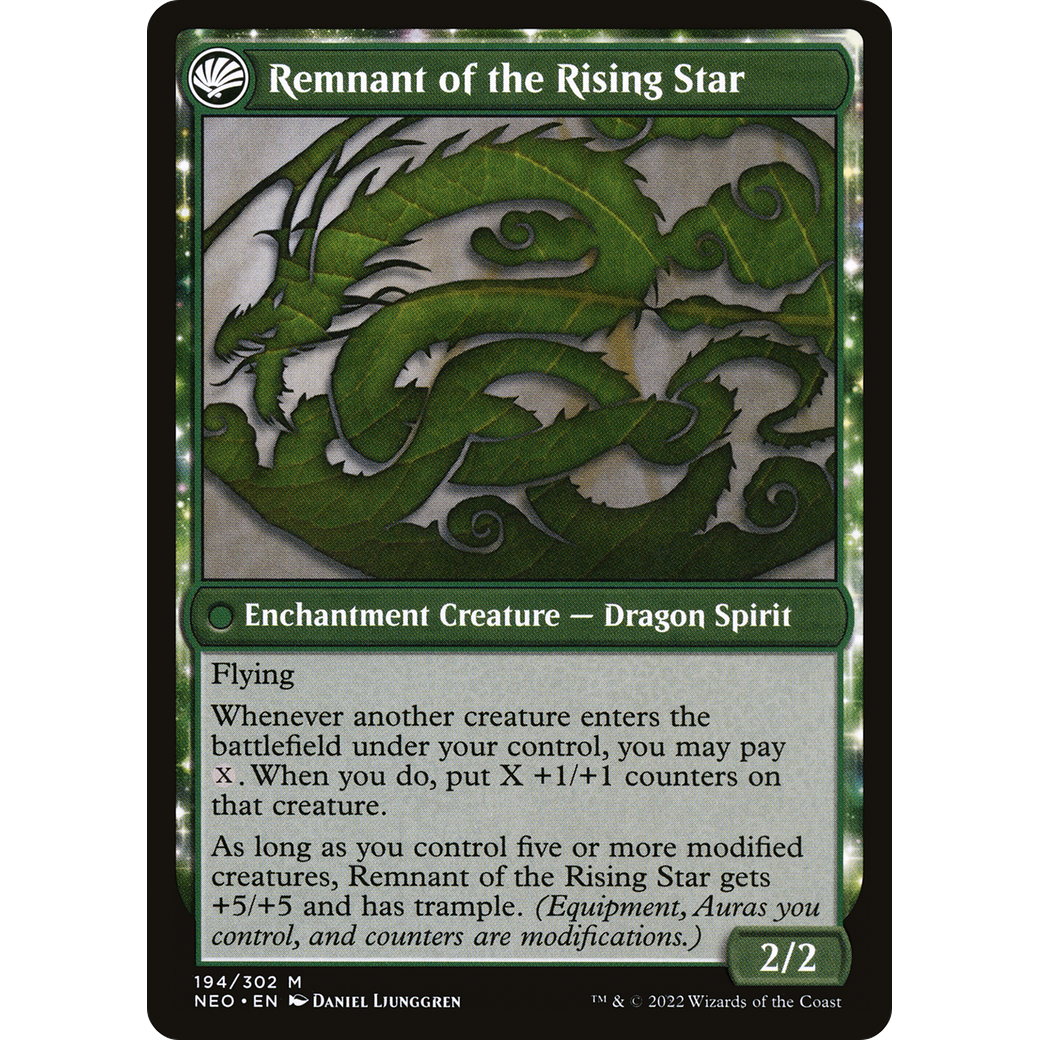 Jugan Defends the Temple // Remnant of the Rising Star (NEO-194) - Kamigawa: Neon Dynasty: (fandfc, enchantment)