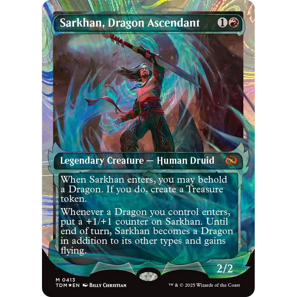 Sarkhan, Dragon Ascendant (TDM-413) - Tarkir: Dragonstorm: (Showcase) (Borderless) Foil