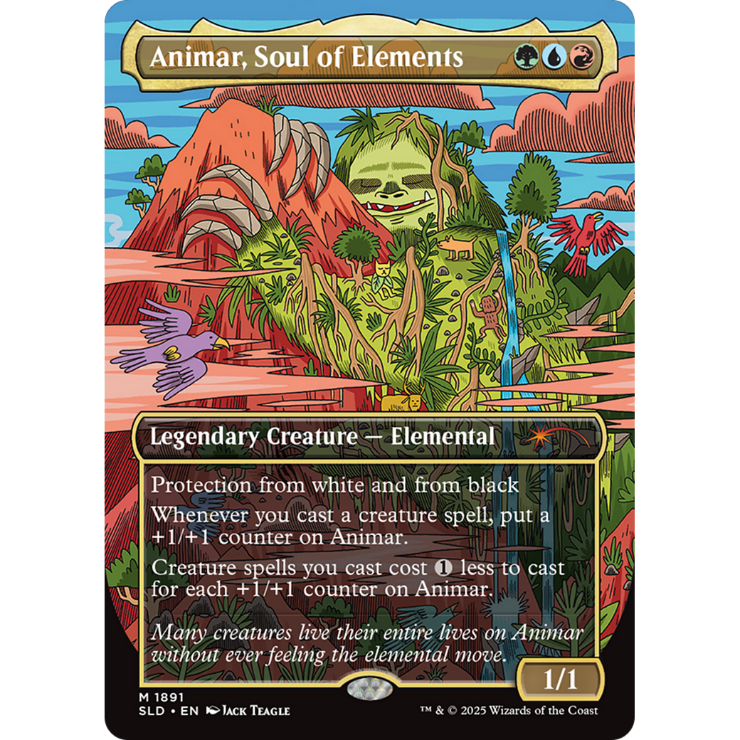 Animar, Soul of Elements (Rainbow Foil) (SLD-1891) - Secret Lair Drop (Borderless) Foil