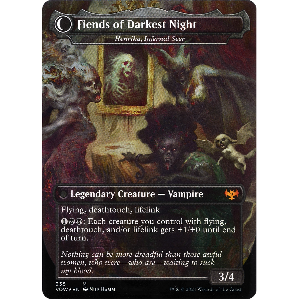 The Three Weird Sisters - Henrika Domnathi (VOW-335) - Innistrad: Crimson Vow: (Double Faced Transform) (Borderless) Foil