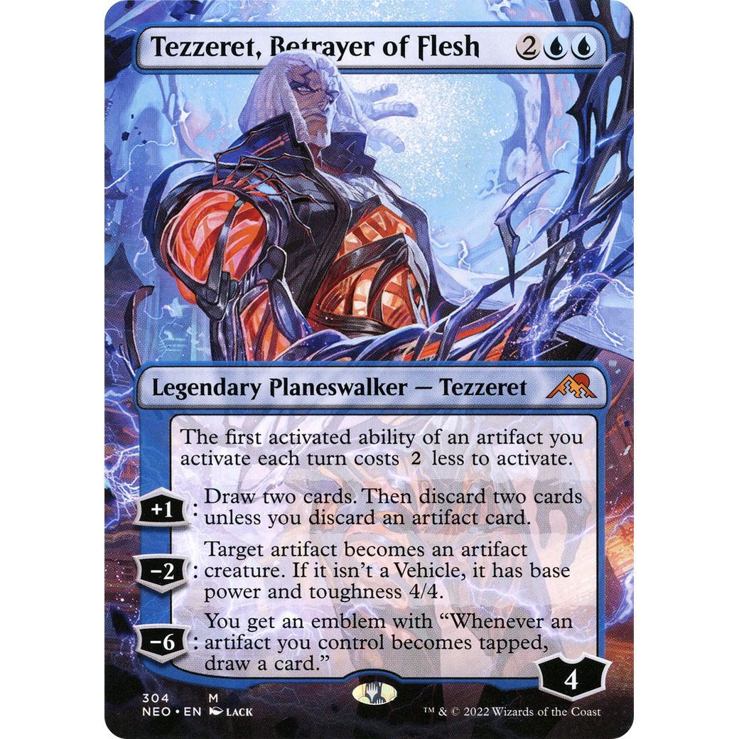 Tezzeret, Betrayer of Flesh (NEO-304) - Kamigawa: Neon Dynasty (Borderless) Foil