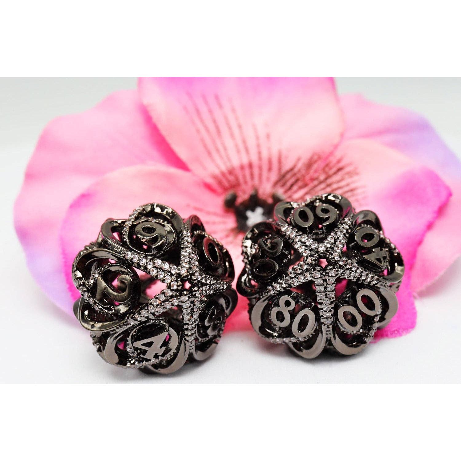 Hollow Hearts: Jeweled Midnight Metal - Metal RPG Dice Set