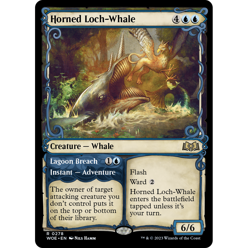 Horned Loch-Whale // Lagoon Breach (WOE-278) - Wilds of Eldraine: (Showcase)