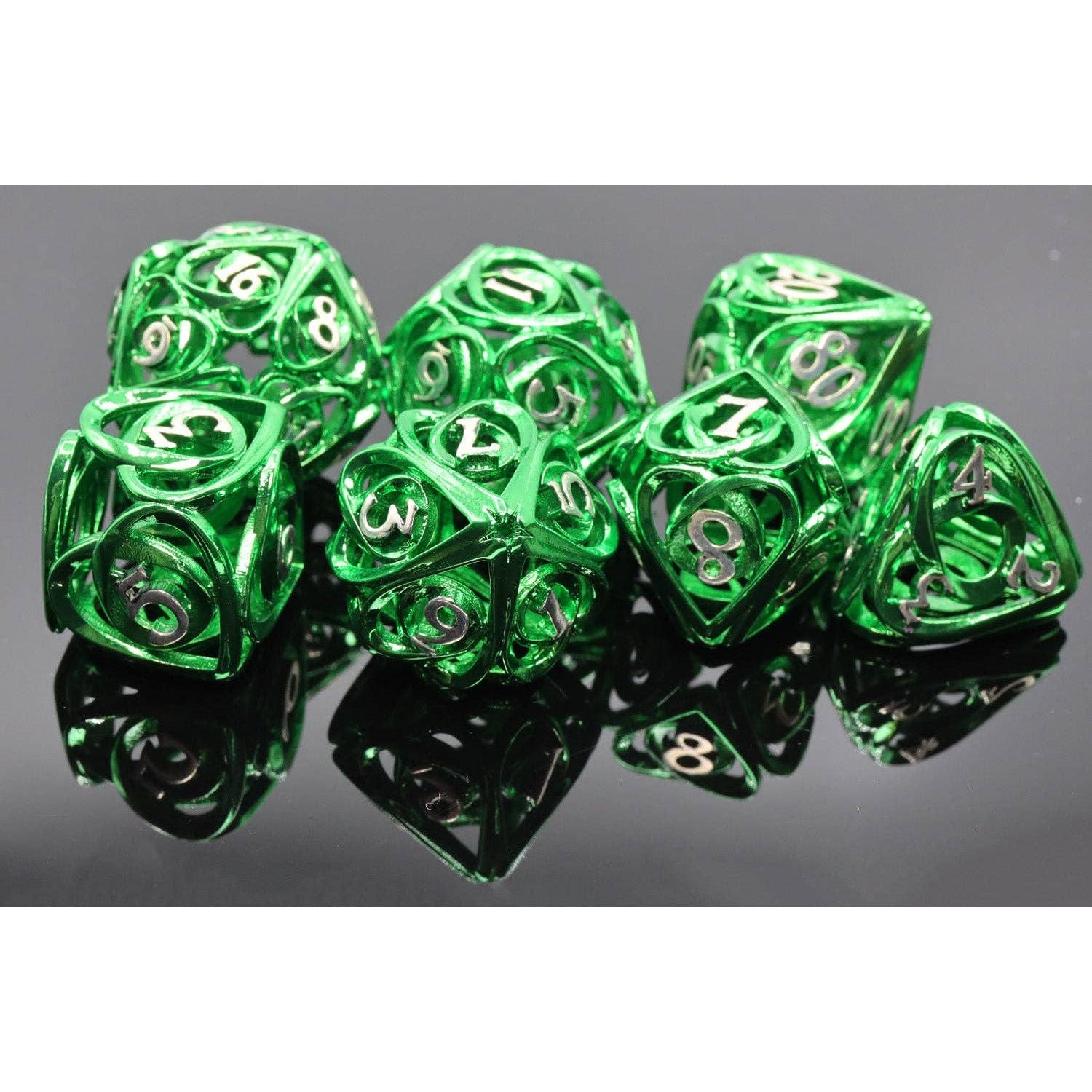 Hollow Hearts: Green - Metal RPG Dice Set