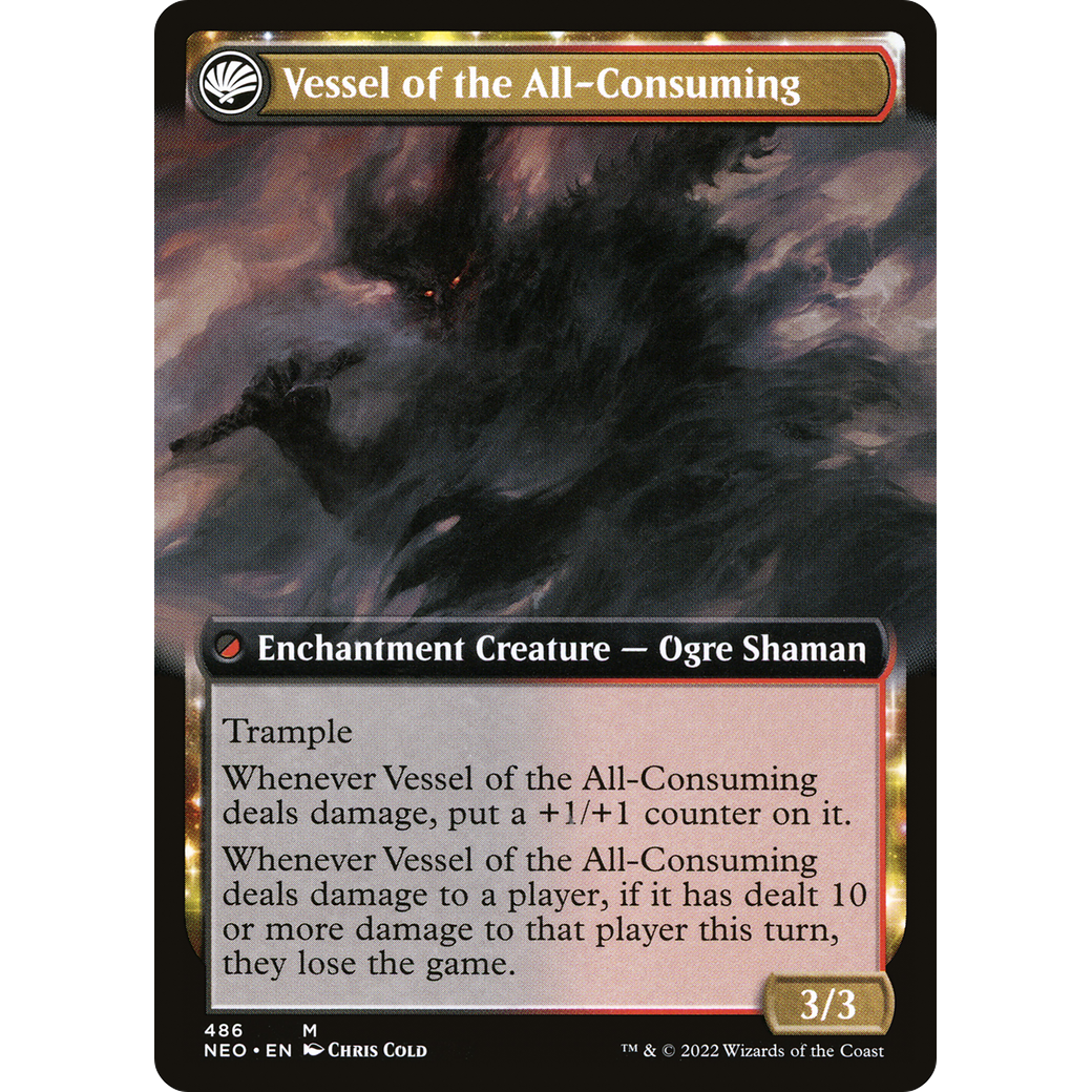 Hidetsugu Consumes All // Vessel of the All-Consuming (NEO-486) - Kamigawa: Neon Dynasty: (Extended Art, fandfc, enchantment)